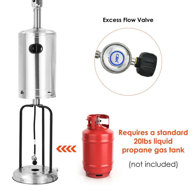 Costway 50000 BTU Patio Standing LP Gas HeaterStainless Steel Propane W/ Wheels