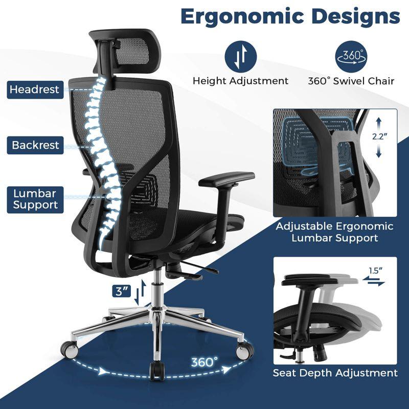 Costway Ergonomic Office Chair High-Back Mesh Chair w/Adjustable Lumbar Support