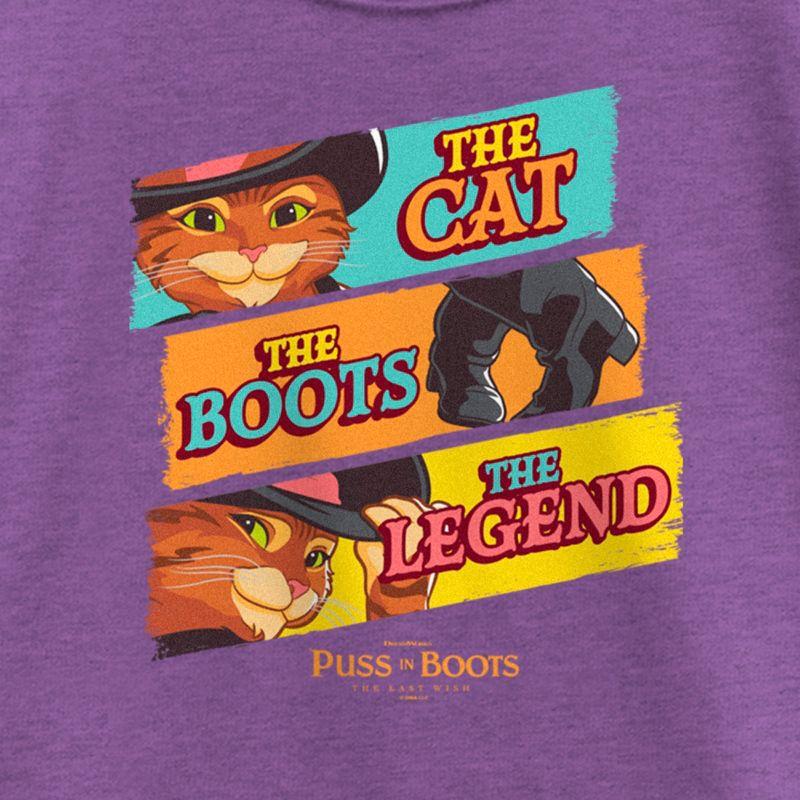 Girl's Puss in Boots: The Last Wish The Cat The Boots The Legend  T-Shirt - Purple Berry - X Large