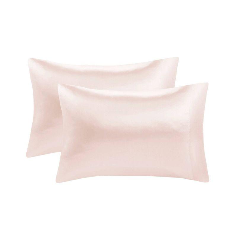 Blush and Silver Satin Standard Pillowcase Set