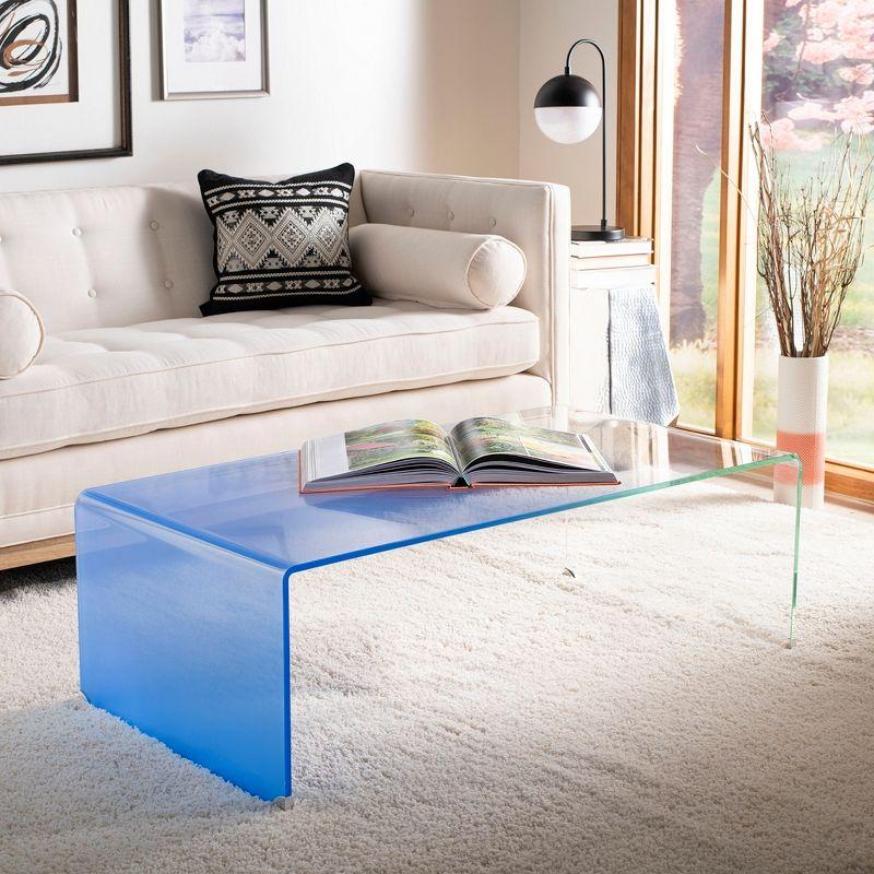 Crysta 47'' Blue Ombre Rectangular Glass Coffee Table