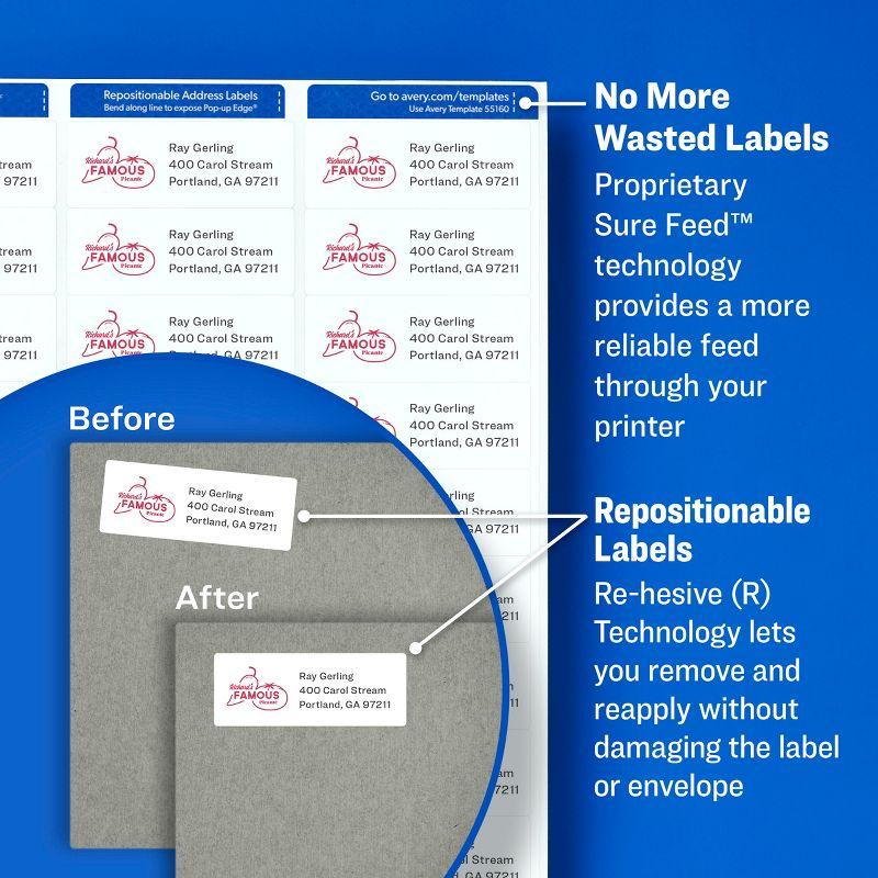 Avery Repositionable Shipping Labels, Sure Feed Technology, Repositionable Adhesive, 2" x 4", 250 Labels (58163)