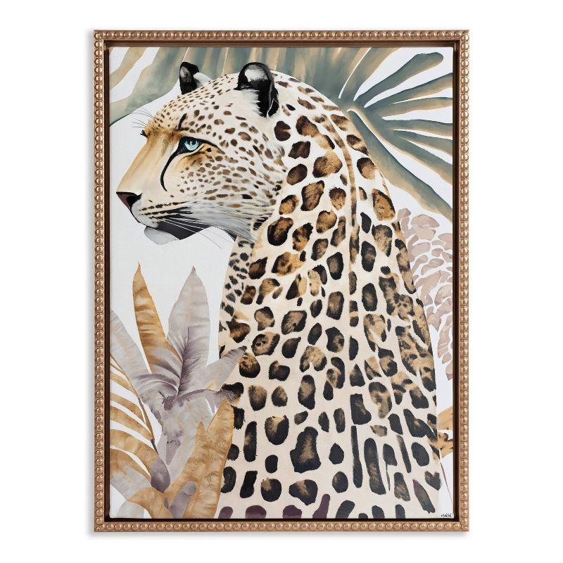 Kate & Laurel All Things Decor 18"x24" Sylvie Beaded Fern Cheetah Framed Canvas by Inkheart Designs Gold