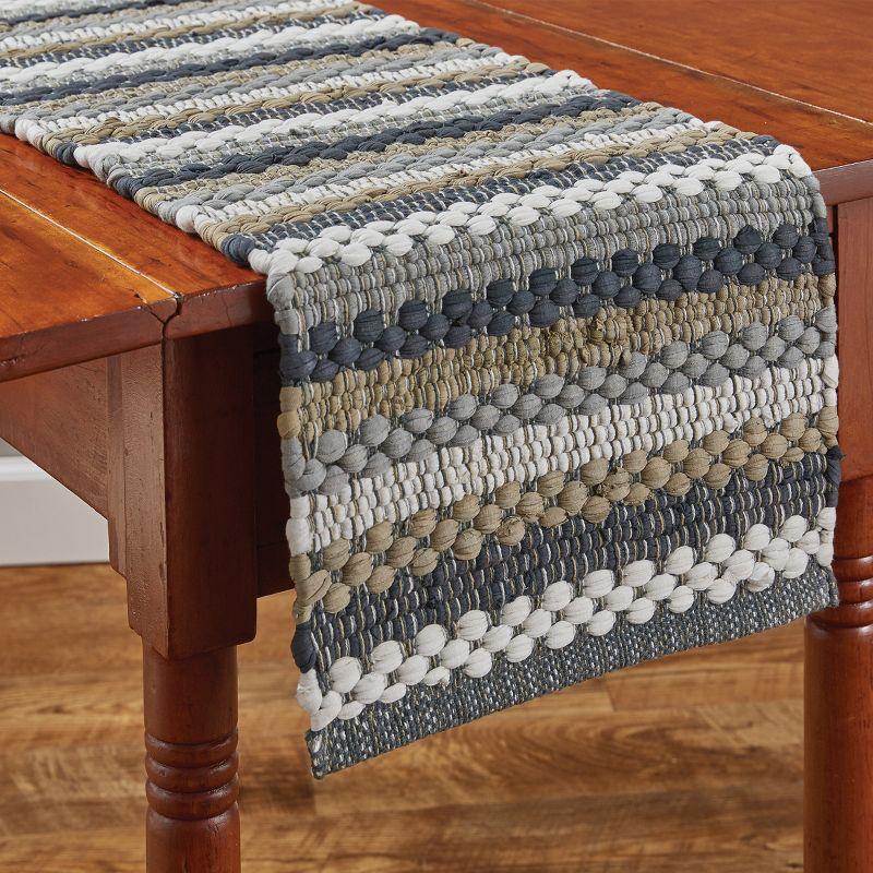 Hartwick Chindi Gray and Beige Cotton Table Runner