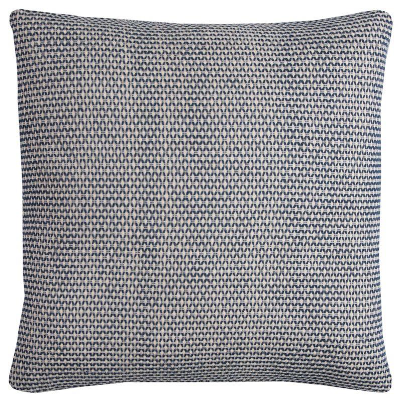 22" Indigo and Natural Cotton Canvas Square Throw Pillow