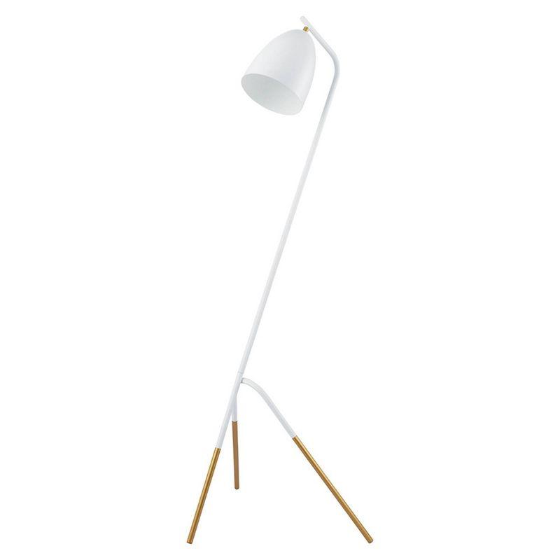 Westlinton White and Gold Tripod Floor Lamp with Metal Shade