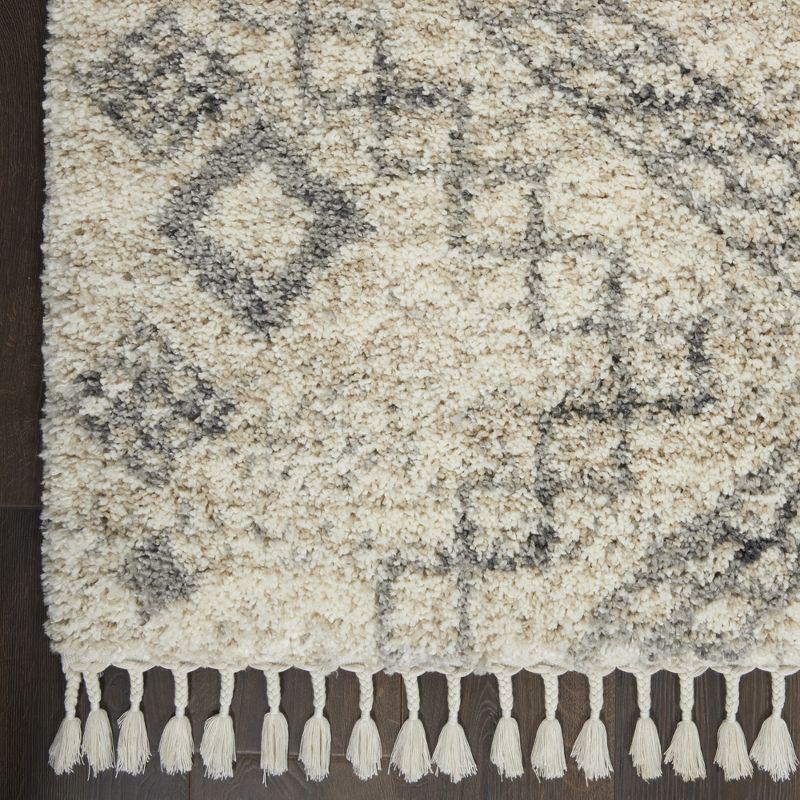 Nordic Diamond Shag Area Rug, Grey/Ivory, 5'3" x 7'9"