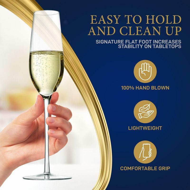 NutriChef 2 Pcs. of Crystal Champagne Flutes - Ultra Clear, Elegant Champagne Glasses, Hand Blown