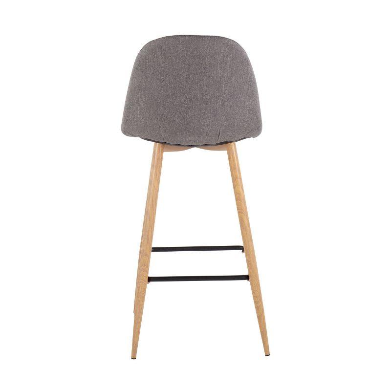 Set of 2 Pebble Metal Polyester Barstools Natural/Charcoal - LumiSource: Steel Frame, Tapered Legs, Comfy Seat