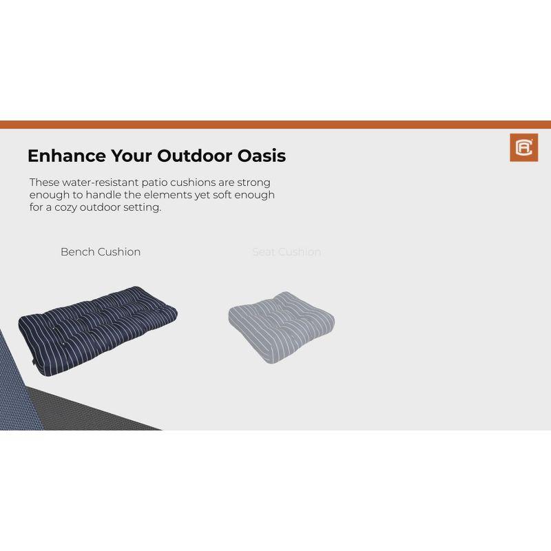 18"x48" Outdoor Bench Cushion Moon Mist Stripe - Classic Accessories: Water-Resistant, Tufted, Polyester Patio Seat Pad
