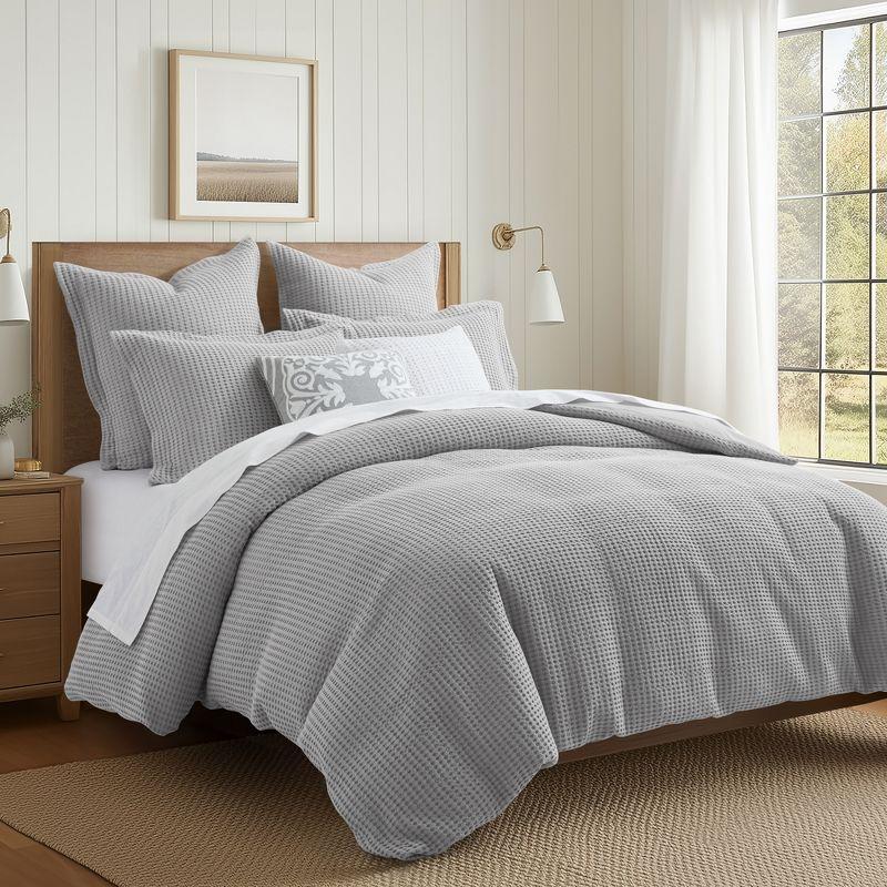 Mills Grey Pewter Duvet Set - One Full/Queen Duvet and Two Standard Shams - Levtex Home