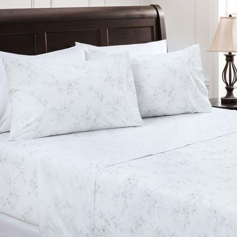 Chanasya Floral Microfiber Percale Sheet Set