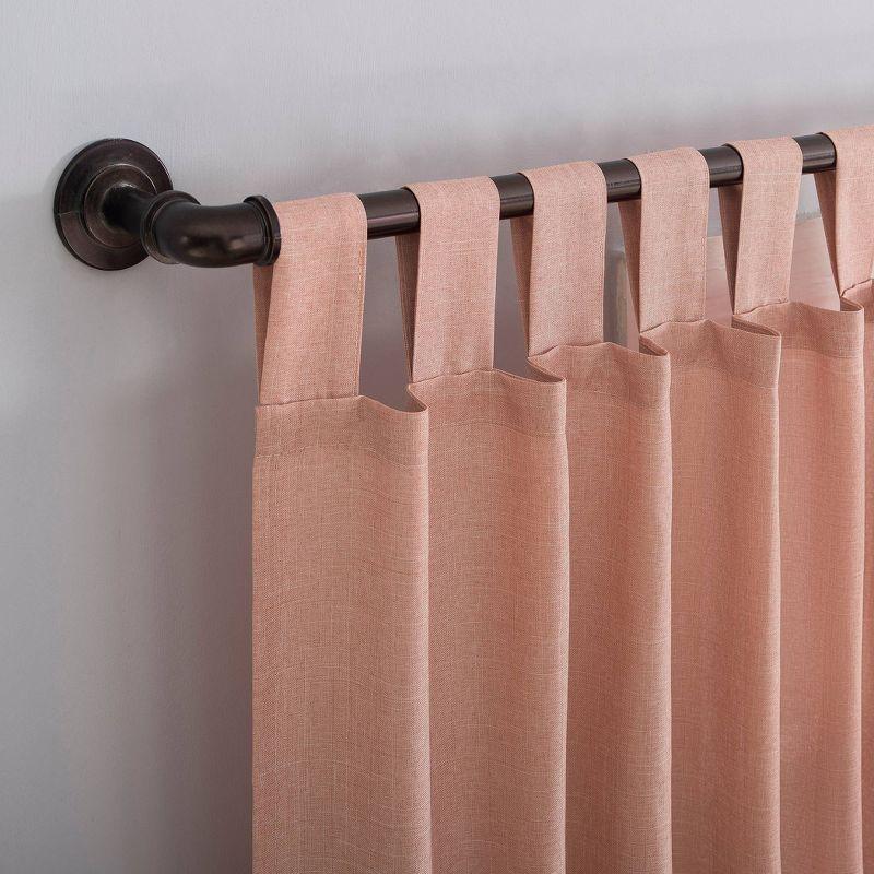 40"x84" No. 918 Light Filtering Semi-Sheer Joshua Heathered Texture Tab Top Curtain Panel Pink: Modern Sheer Curtain