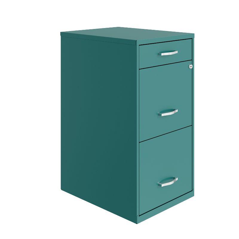 Turquoise Blue 3-Drawer Legal Size Lockable Pedestal File Cabinet