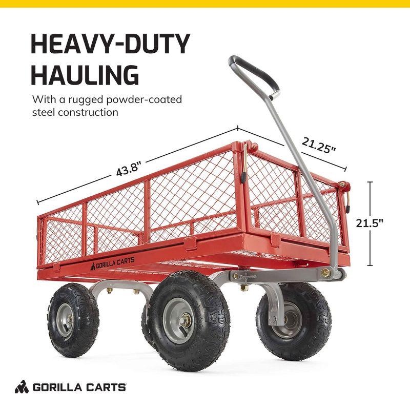 Red Heavy-Duty Steel Utility Wagon with Removable Sides