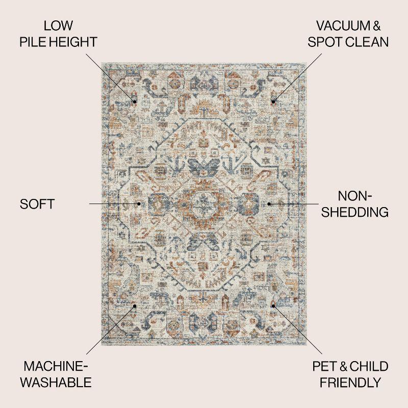 JONATHAN Y Shaemus Bohemian Medallion Low-Pile Machine-Washable Indoor Area Rug