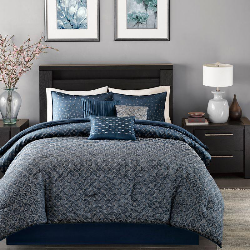 Biloxi Geometric 7 Piece Jaquard Comforter Set