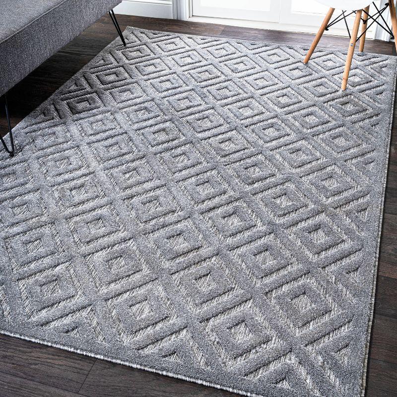 Mediterranean Vintage Geometric Dark Gray Synthetic Area Rug 4' x 6'