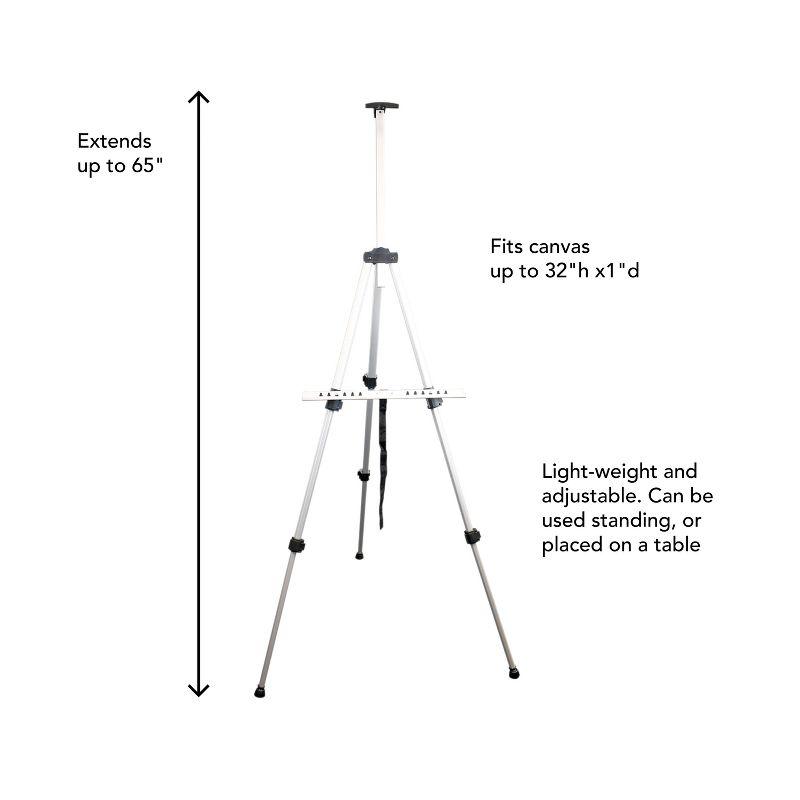 Art Alternatives Tilden Aluminum Tripod Easel: Silver, 65" Height, Lightweight, Painting & Art Display