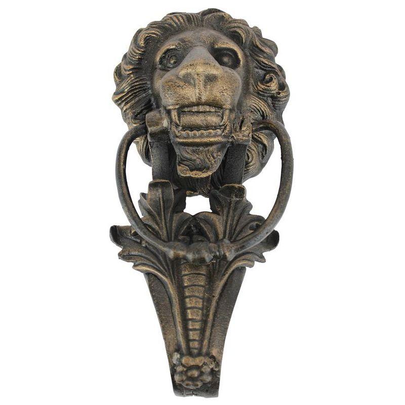 Grande Florentine Lion Aged Iron Door Knocker with Gold Highlights