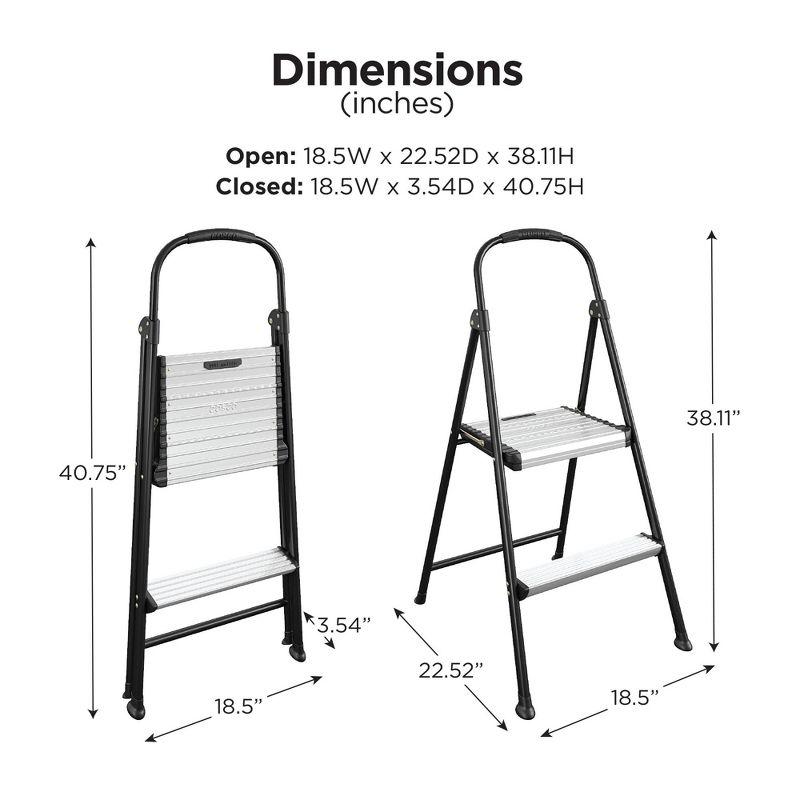 COSCO 2-Step Aluminum Folding Step Stool with Rubber Hand Grip