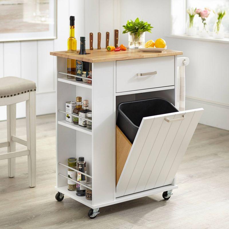 Lima Kitchen Cart White - Buylateral: Cottage Chic Storage, Towel Rung, Locking Wheels