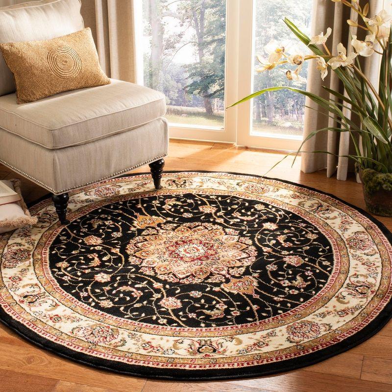 Lyndhurst LNH329 Power Loomed Area Rug - Black/Ivory - 4' Round - Safavieh