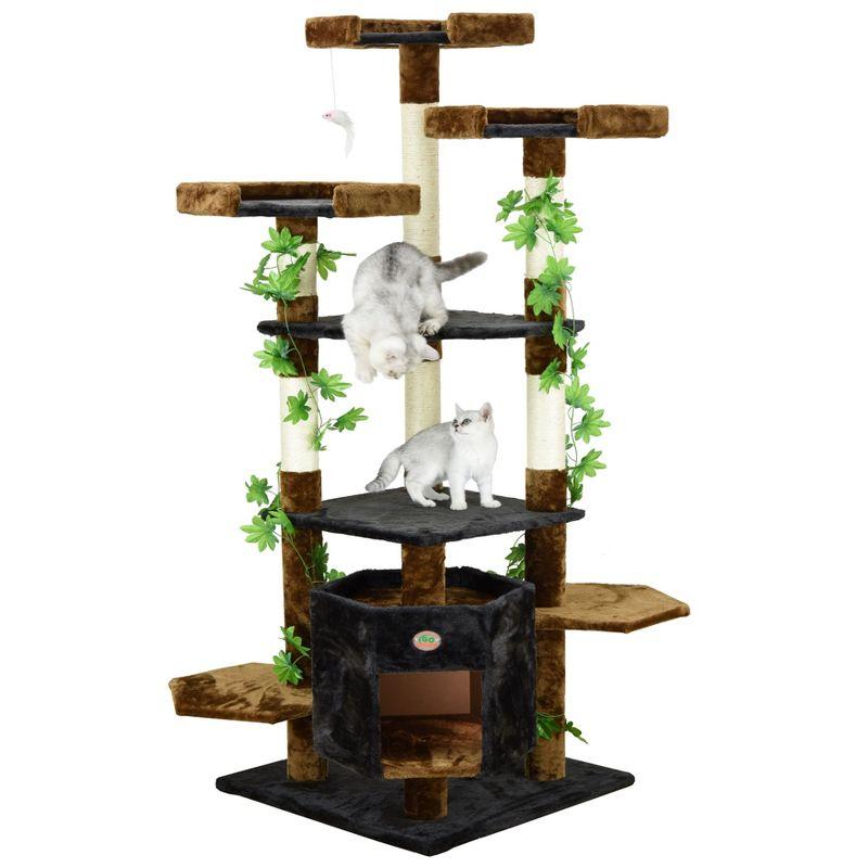 Go Pet Club 67" Forest Cat Tree with Leaves F2091 - Black/Brown