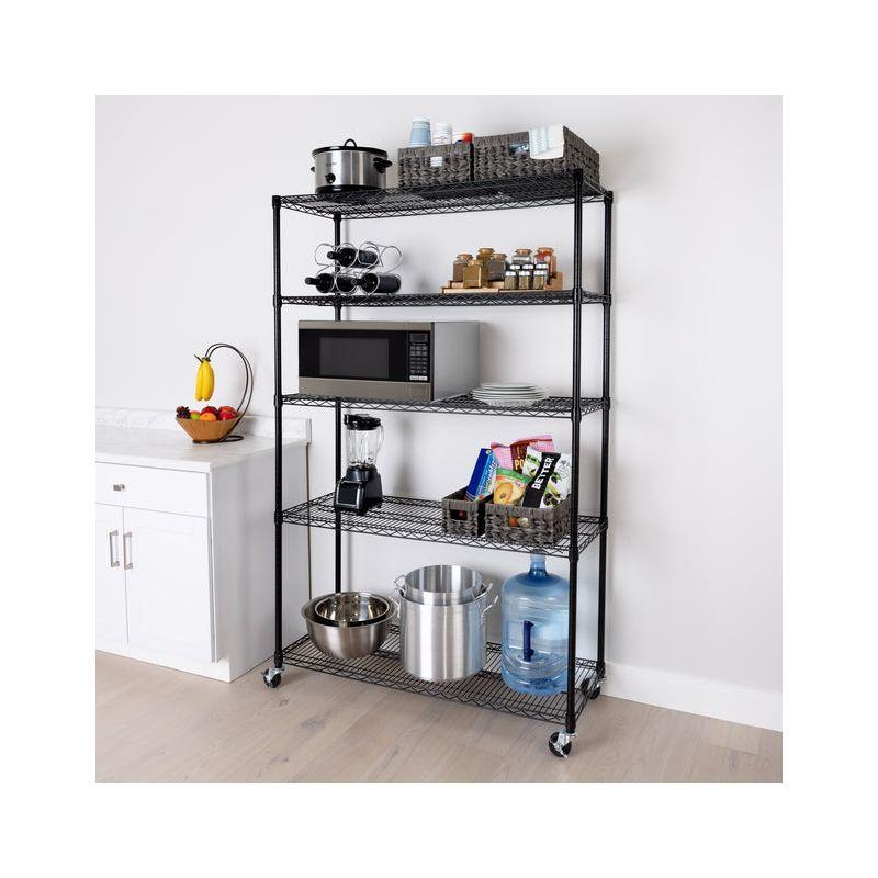 UltraDurable 48'' W x 18" D 5-Tier NSF-Certified Steel Shelving with Wheels