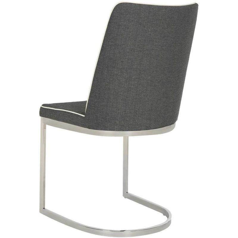 Parkston 18''H Linen Side Chair (Set of 2) - Grey/White - Safavieh