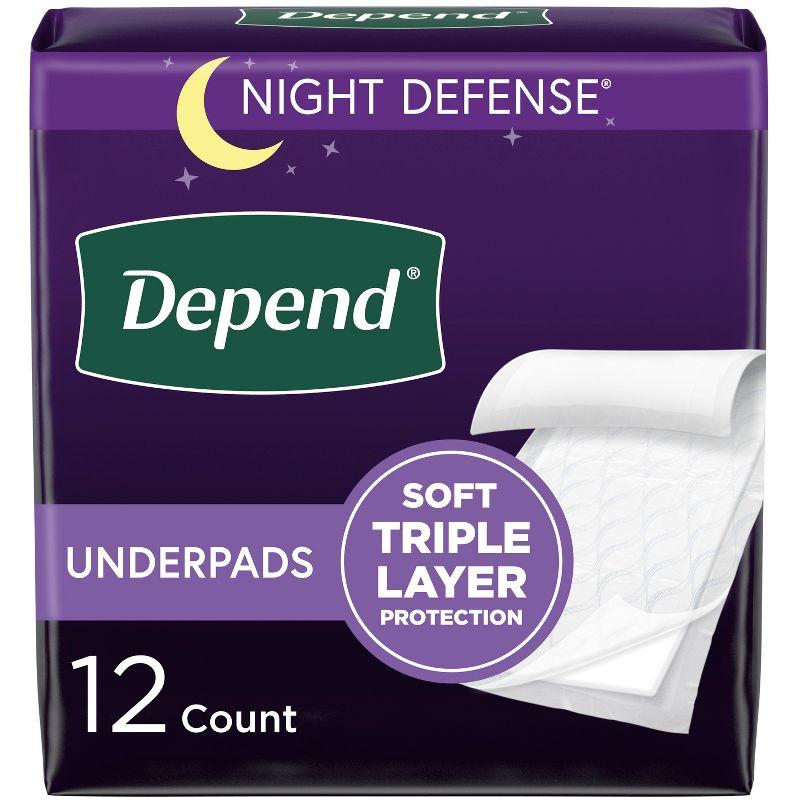 Depend Night Defense Disposable Incontinence Bed Pads, 12 Count