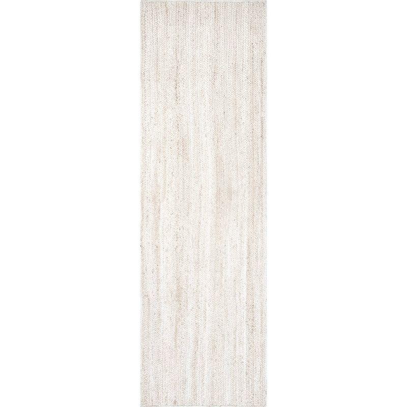 2'6"x14' Runner Hand Woven Rigo Jute Area Rug Off White - nuLOOM: Farmhouse Style, Low Pile, Indoor Use