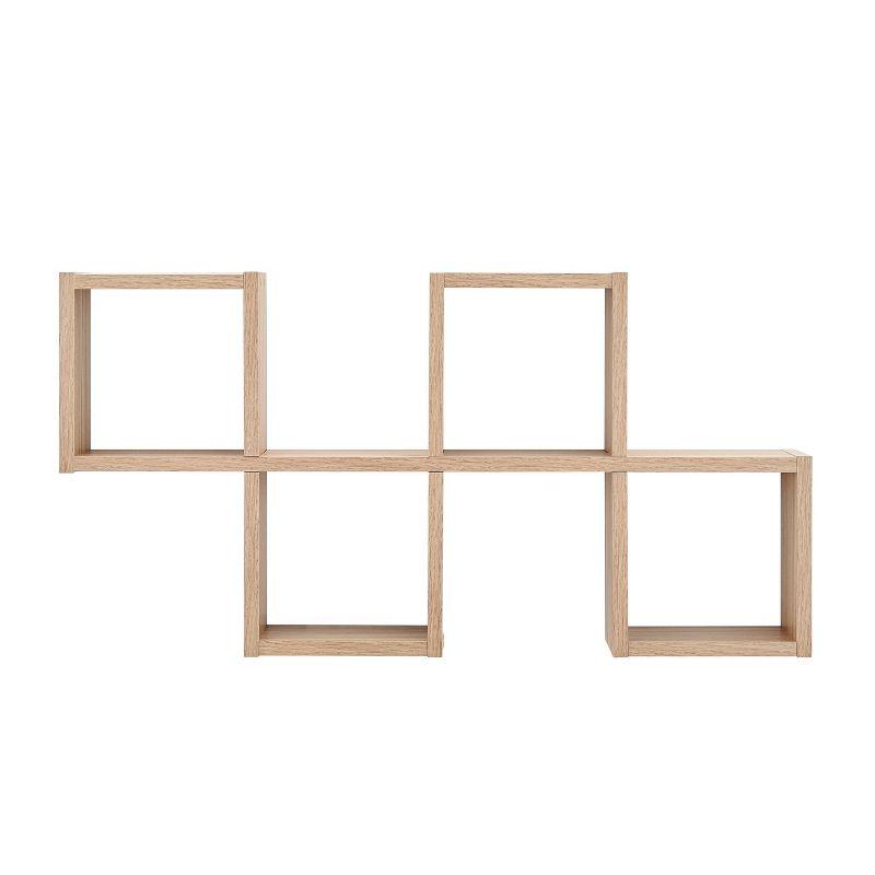 Danya B. 30" x 15.25" Cubby Chessboard Wall Shelf Chestnut - MDF, Contemporary Design, Interlocking
