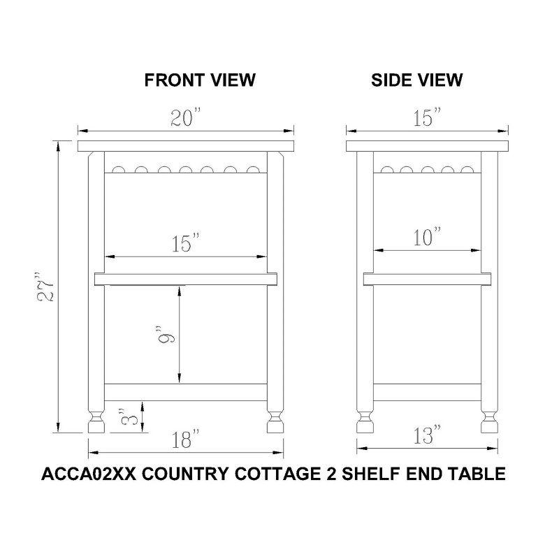 Country Cottage 2 Shelf Wood End Table Antique Finish - Alaterre Furniture