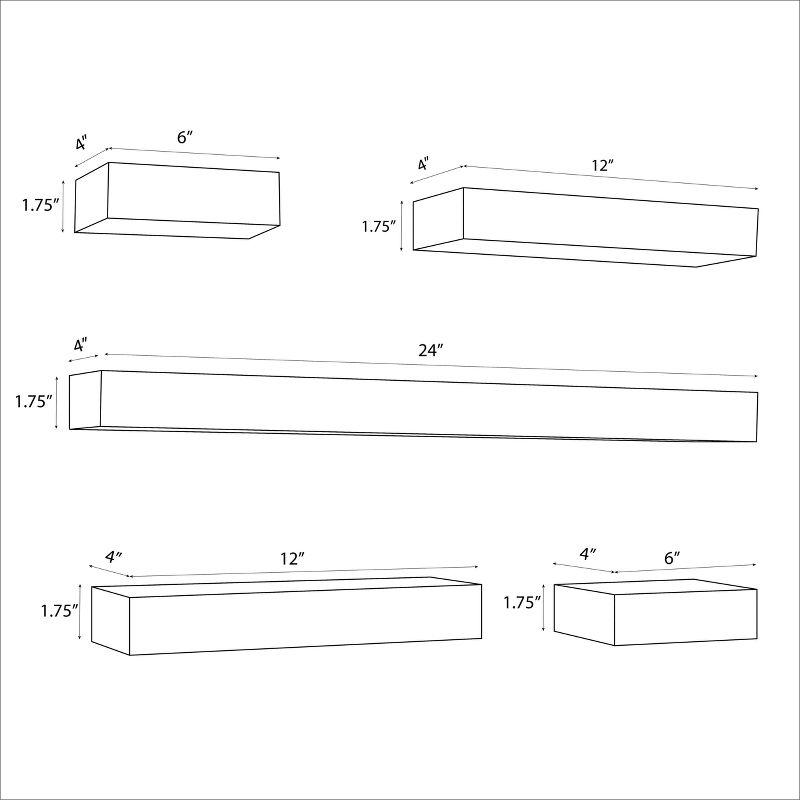 5pc Modern Wall Shelf Set White - Threshold™: MDF Composite, Open Design, Includes Mounting Hardware