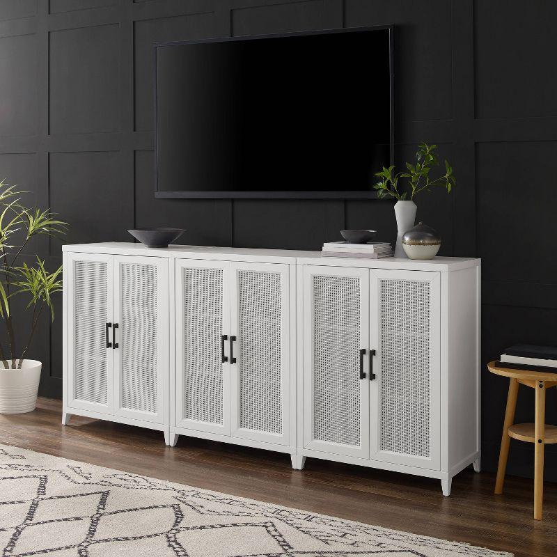 Crosley 84" Milo 3pc Media Sideboard Cabinet Set White