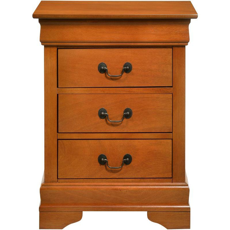 Passion Furniture Louis Philippe 3-Drawer Oak Nightstand (29 in. H x 21 in. W x 16 in. D)