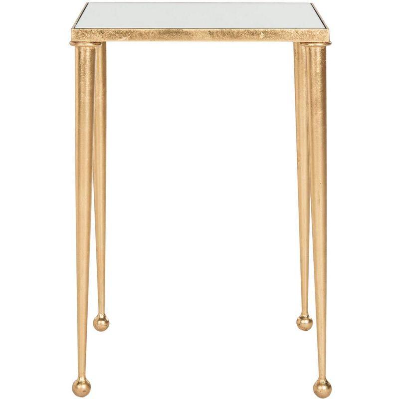 Nyacko 14" Square Gold Leaf Mirrored Transitional End Table