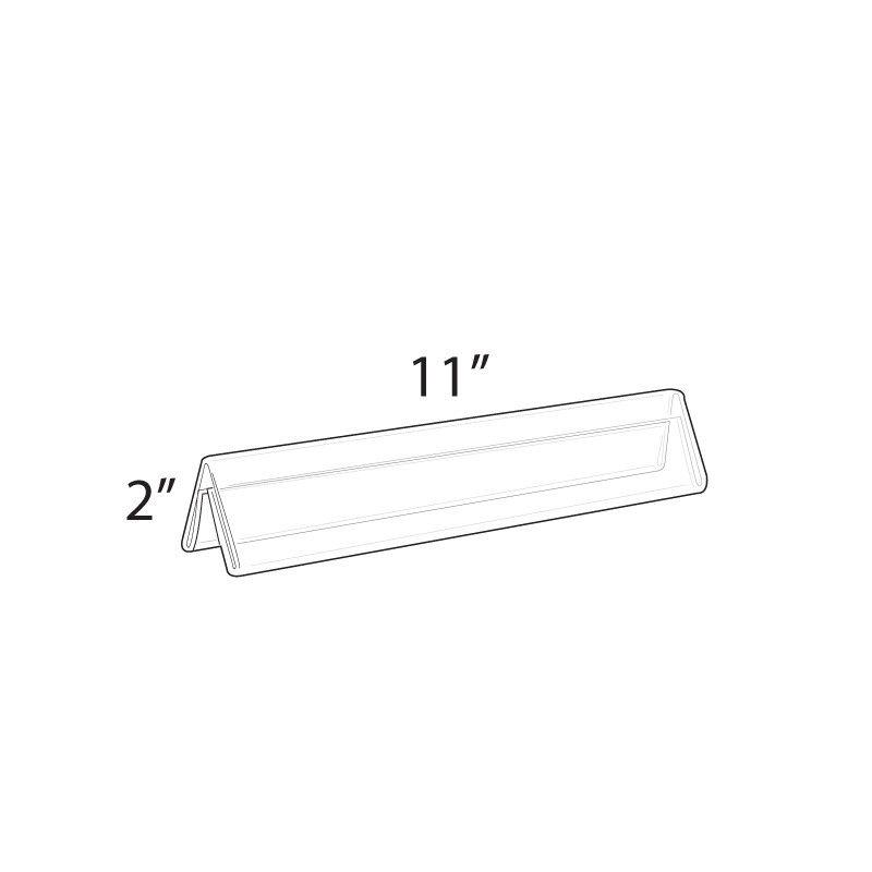 Azar Displays Two Sided Tent Style Clear Acrylic Sign Holder and Nameplate, Size: 11" W x 2" H on each side, 10-Pack (Set of 10)