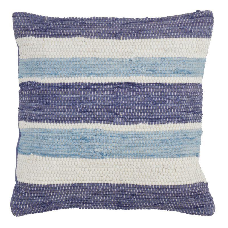 Saro Lifestyle Striped Chindi Throw Pillow With Down Filling