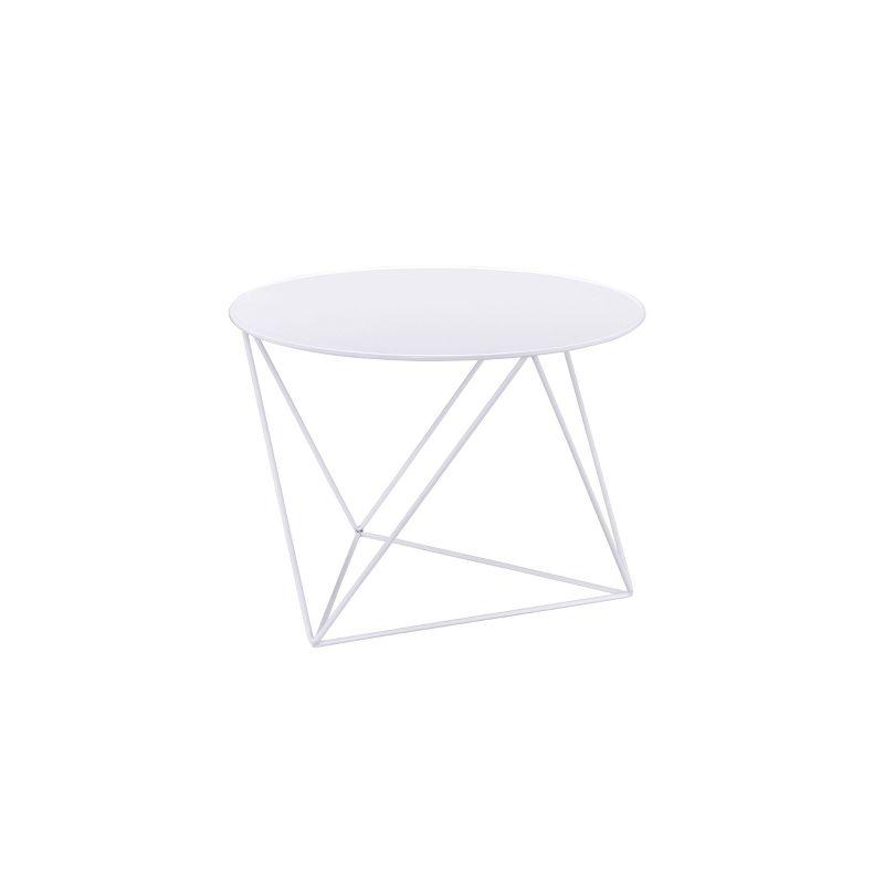 Acme Furniture Epidia Accent Table White: Round Metal Side Table, Powder-Coated Finish, 17" Height