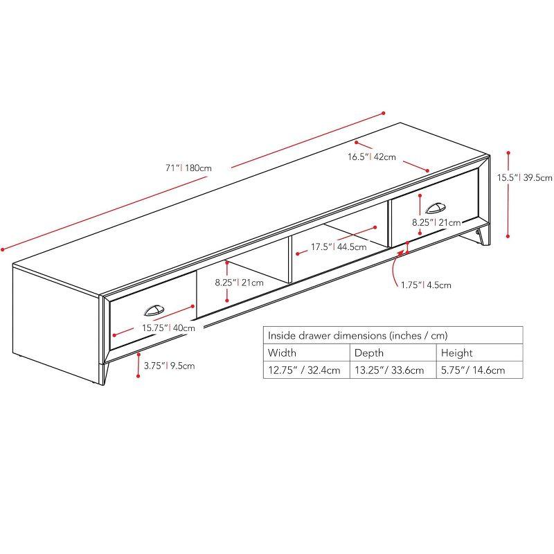 CorLiving Lakewood Extra Wide TV Stand for TVs up to 80" Black : Modern Entertainment Center with Storage