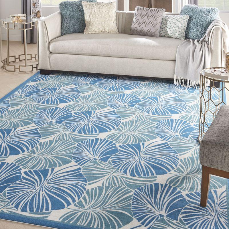 Floral Blue Outdoor Area Rug