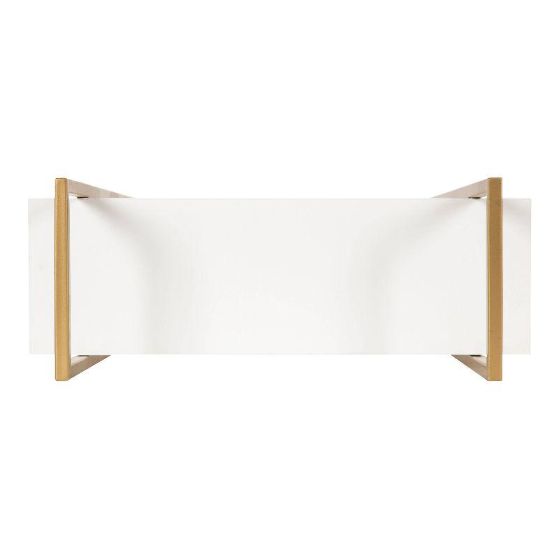 Elegant 32'' White and Gold Floating Wall Shelf with 3 Tiers