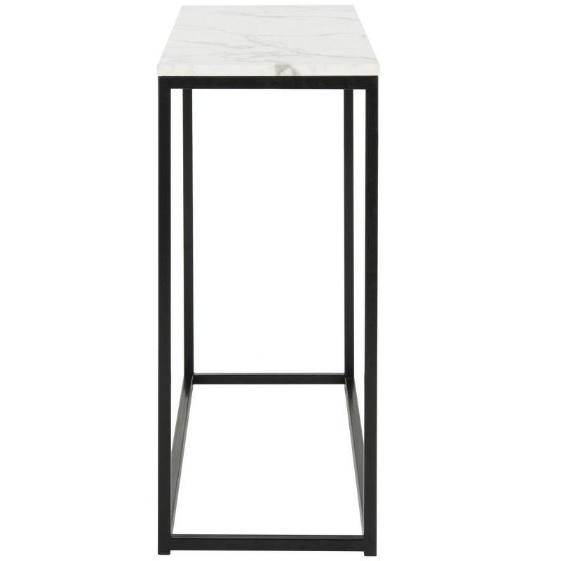 Transitional Grey Marble Top Console Table with Black Frame