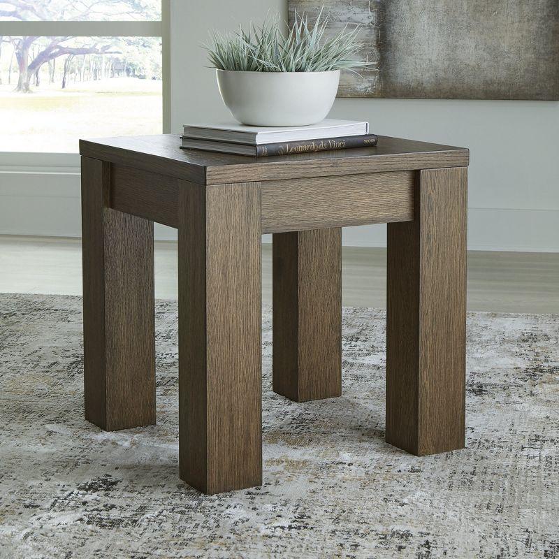 Brown Square Wood End Table with Wireless Charging