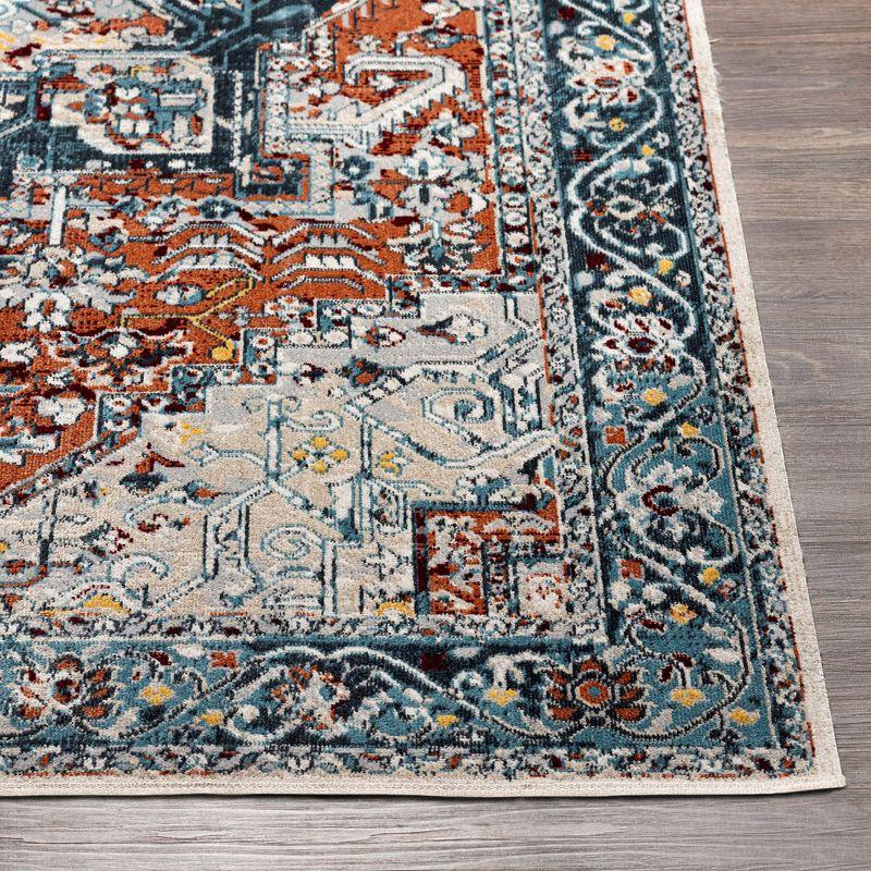 Mark & Day West Baden 5'3"x7' Rectangle Washable Woven Indoor Area Rugs Burnt Orange: Traditional Medallion, Stain-Resistant, Polyester