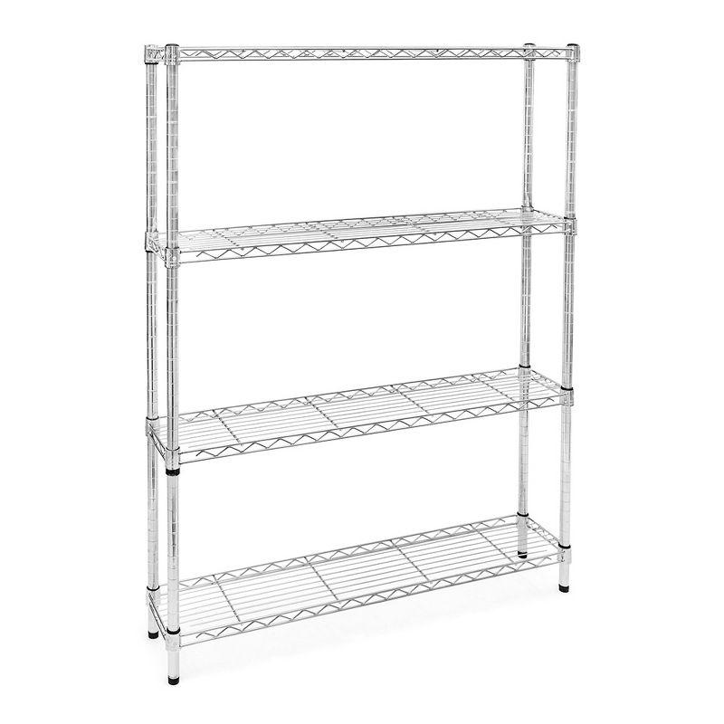 Chrome Wire 4-Tier Shelving Unit, 96"H x 36"W x 8"D