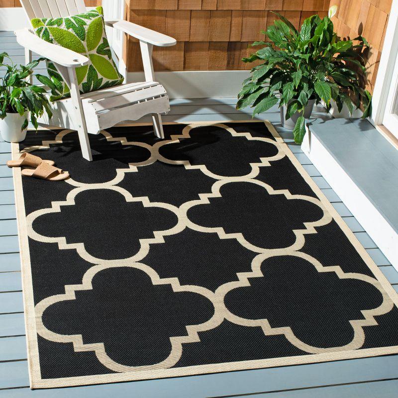 Courtyard CY6243 Power Loomed Indoor and Outdoor Area Rug - Black/Beige - 5'3"x7'7" - Safavieh