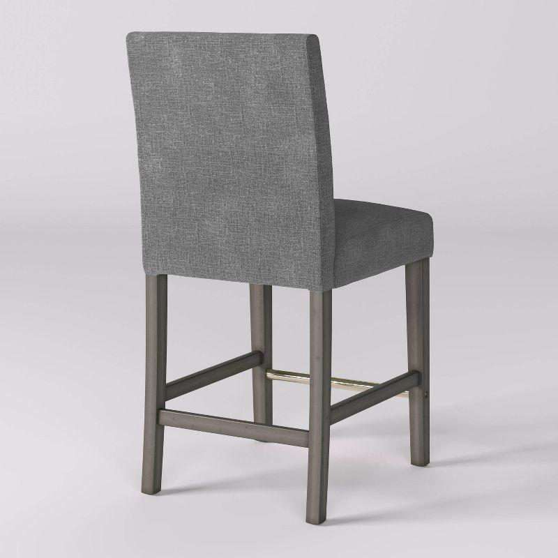 Laura Gray Fabric and Wood Counter Height Barstool with Steel Footrest